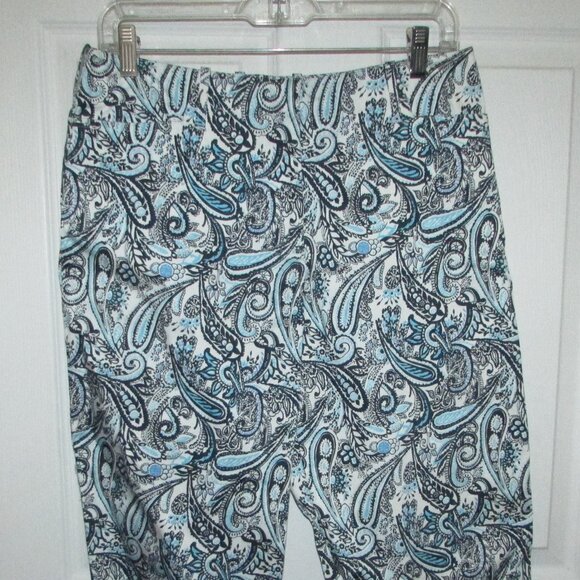 IZOD Blue Paisley G-Flex Capris - Sz 8 - NEW - Picture 3 of 9